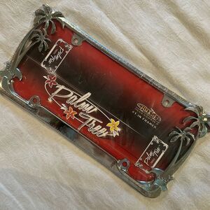 Palm Tree License Plate Frame Cruiser Silver